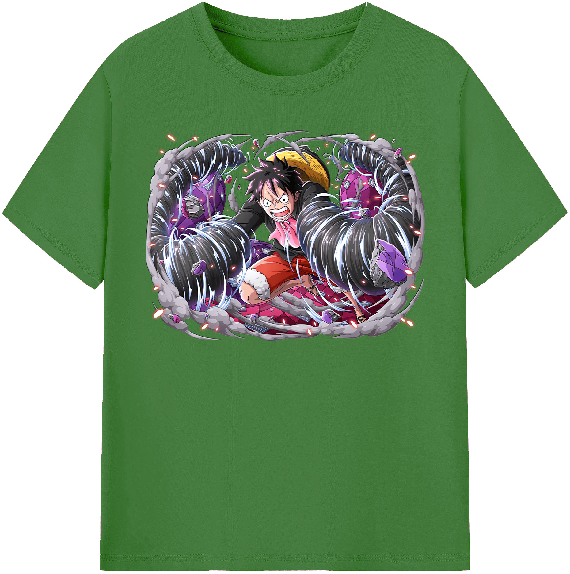 ワンピース モンキー・D・ルフィ ONE PIECE Monkey D. Luffy レディースカジュアルプリントTシャツ（綿100％）